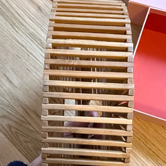 Cult Gaia Tan Bamboo Ark Bag size Small Semi-Circle Top Handle - Picture 4 of 5